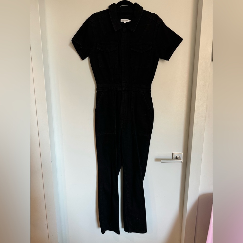 Good American Stretch black denim onesie size:2